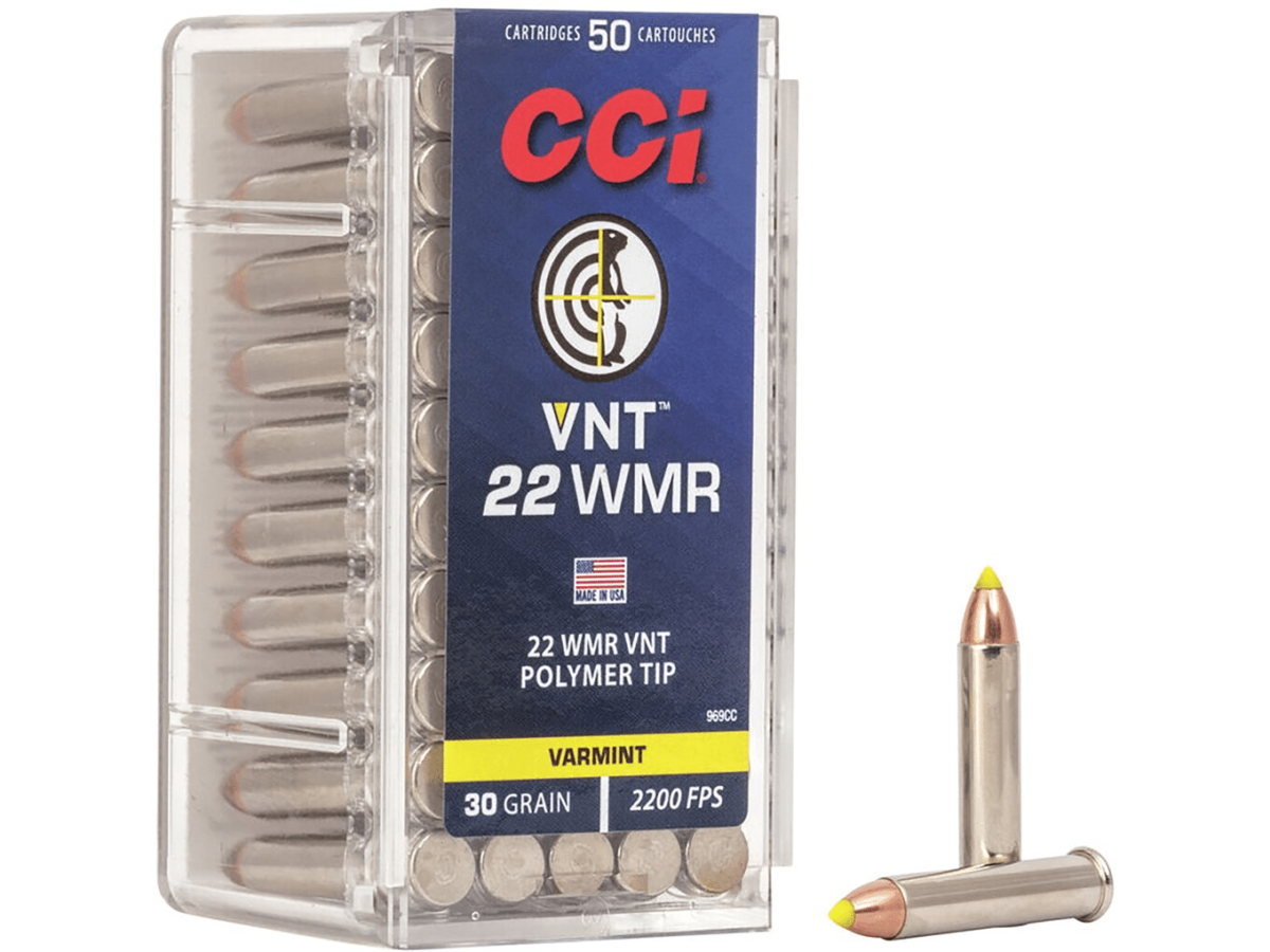 CCI Varmint Ammunition 22 Winchester Magnum Rimfire (WMR) 30 Grain Speer VNT