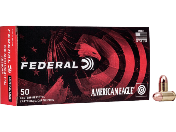 Federal American Eagle Ammunition 380 ACP 95 Grain Full Metal Jacket