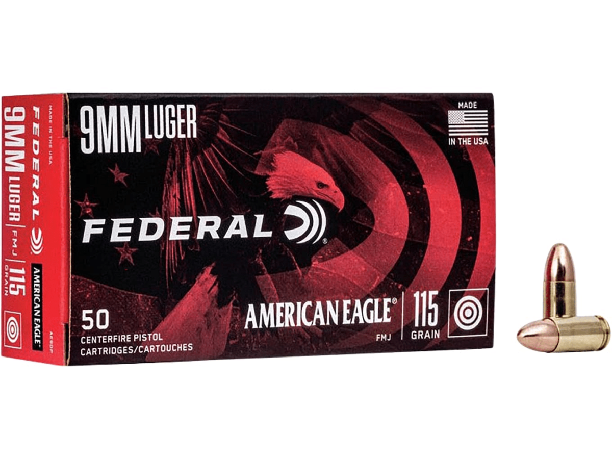 Federal American Eagle Ammunition 9mm Luger 115 Grain Full Metal Jacket