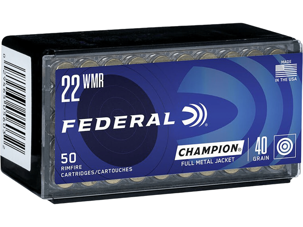 Federal Champion Target Ammunition 22 Winchester Magnum Rimfire (WMR) 40 Grain Full Metal Jacket