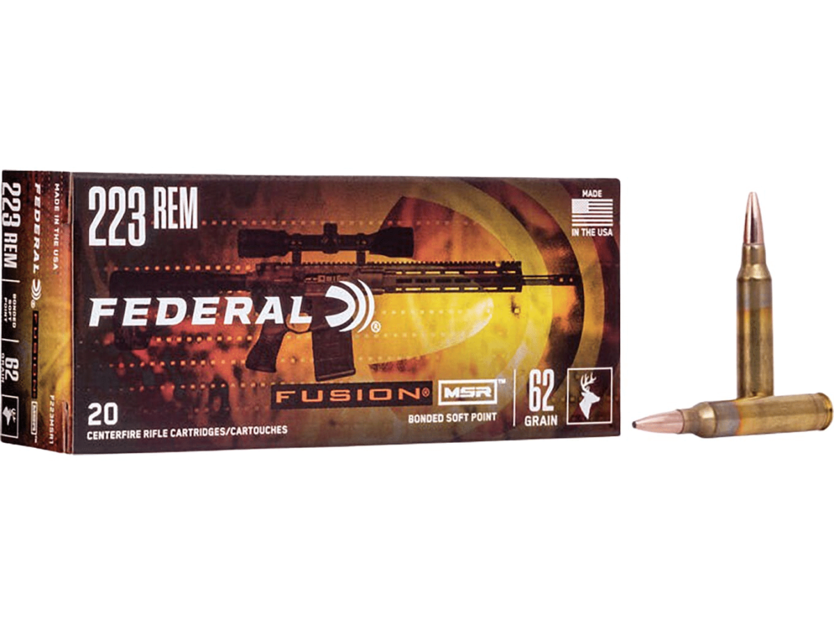 Federal Fusion MSR Ammunition 223 Remington 62 Grain Bonded Spitzer Boat Tail