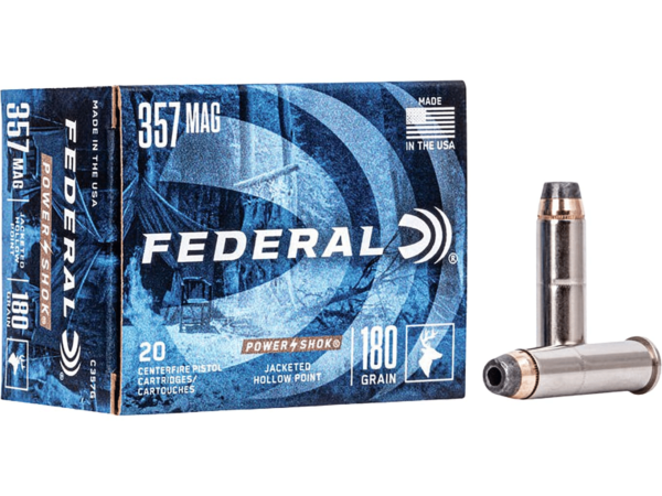 Federal Power-Shok Ammunition 357 Magnum 180 Grain Jacketed Hollow Point Box of 20