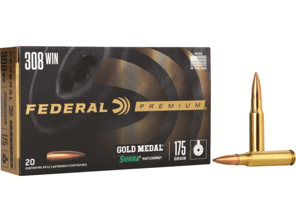 Federal Premium Gold Medal Ammunition 308 Winchester 175 Grain Sierra MatchKing Hollow Point Boat Tail