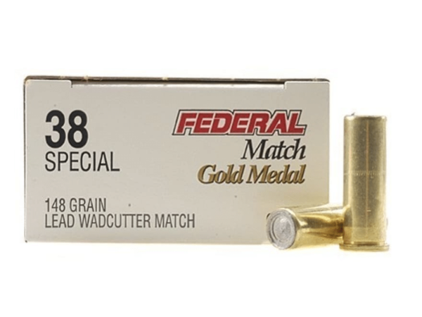 Federal Premium Gold Medal Match Ammunition 38 Special 148 Grain Lead Wadcutter Box of 50