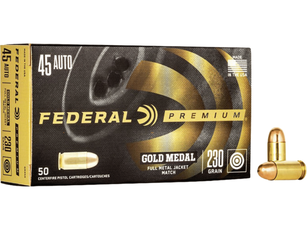 Federal Premium Gold Medal Match Ammunition 45 ACP 230 Grain Full Metal Jacket Box of 50