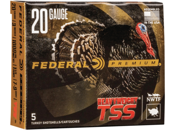 Federal Premium Heavyweight TSS Turkey Ammunition 20 Gauge 3" 1-5/8 oz Non-Toxic Tungsten Super Shot Flitecontrol Flex Wad