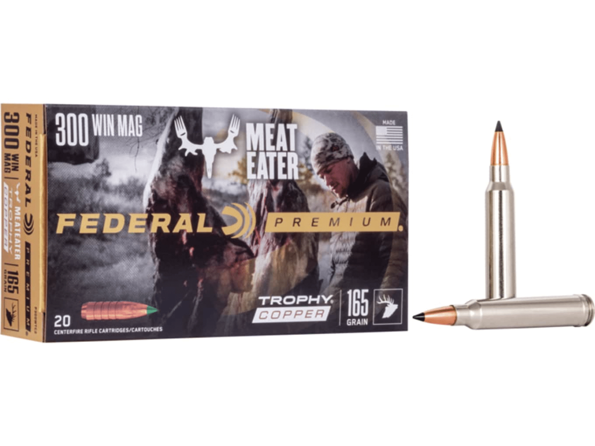 Buy Federal Premium Meat Eater Ammunition 300 Winchester Magnum 165 Grain Trophy Copper Tipped Boat Tail Lead-Free Box of 20