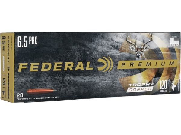 Federal Premium MeatEater Ammunition 6.5 PRC 120 Grain Trophy Copper Tipped Boat Tail Lead Free