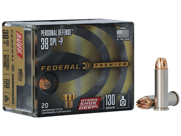 Federal Premium Personal Defense Ammunition 38 Special +P 130 Grain Hydra-Shok Deep Jacketed Hollow Point