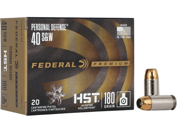 Federal Premium Personal Defense Ammunition 40 S&W 180 Grain HST Jacketed Hollow Point Box of 20