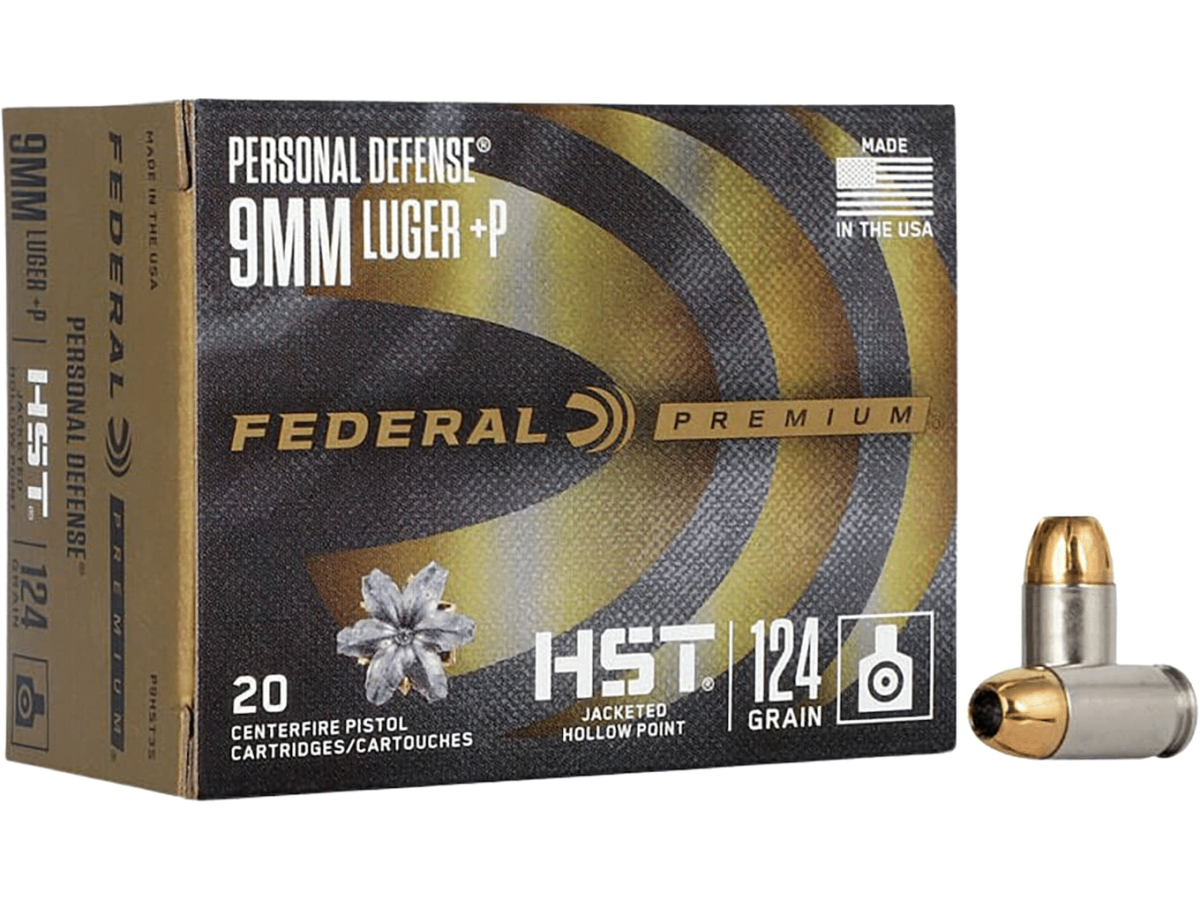 Federal Premium Personal Defense Ammunition 9mm Luger +P 124 Grain HST Jacketed Hollow Point