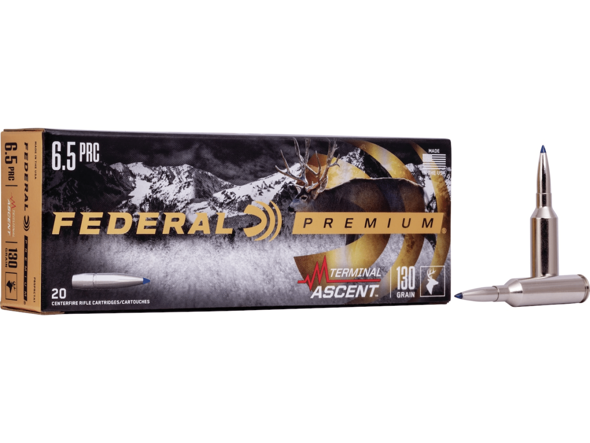 Federal Premium Terminal Ascent Ammunition 6.5 PRC 130 Grain Polymer Tip Bonded Boat Tail