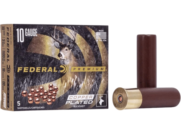 Federal Premium Vital-Shok Ammunition 10 Gauge 3-1/2" Buffered 00 Copper Plated Buckshot 18 Pellets