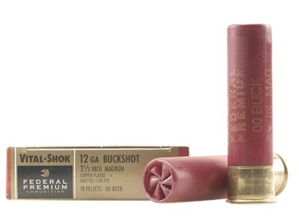 Federal Premium Vital-Shok Ammunition 12 Gauge 3-1/2" Buffered 00 Copper Plated Buckshot 18 Pellets