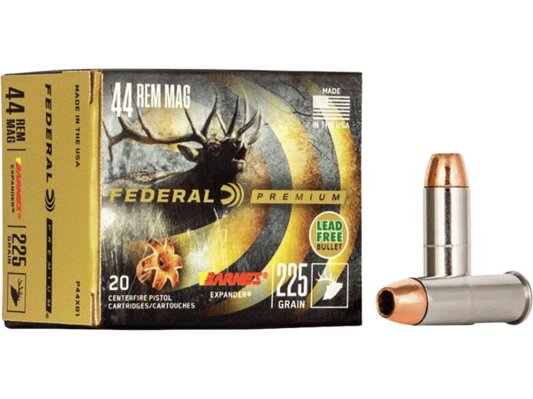 Federal Premium Vital-Shok Ammunition 44 Remington Magnum 225 Grain Barnes XPB Hollow Point Lead-Free