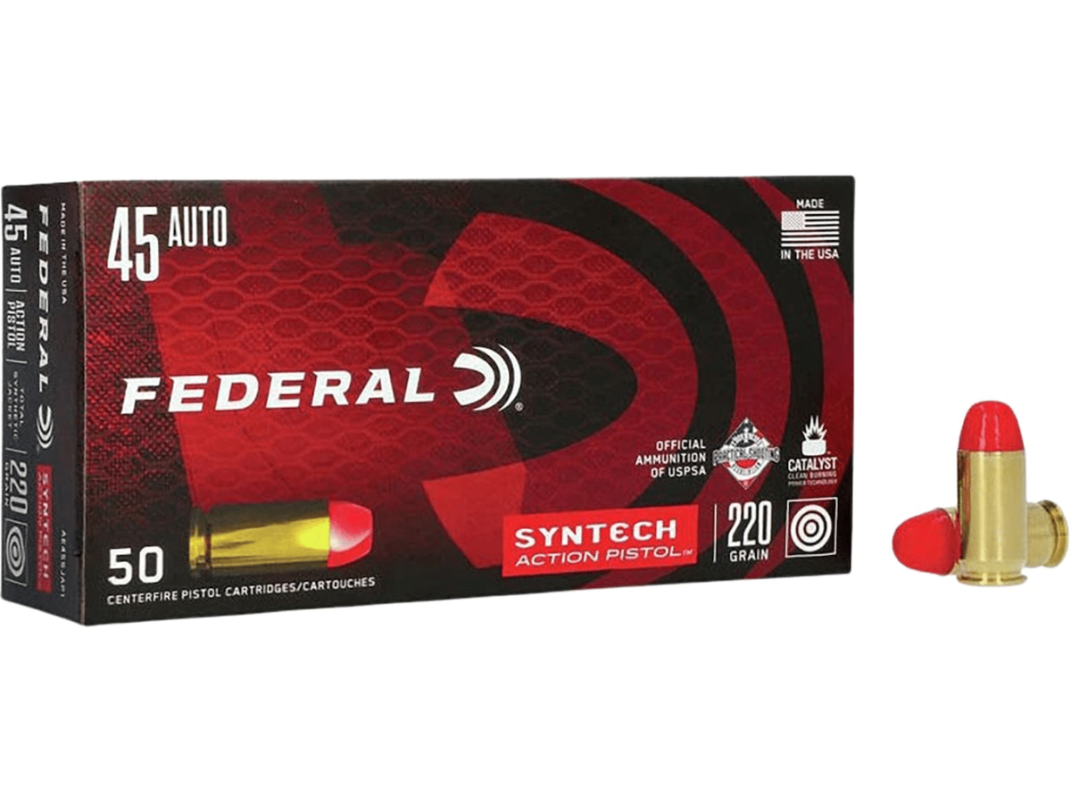 Federal Syntech Action Pistol Ammunition 45 ACP 220 Grain Total Synthetic Jacket