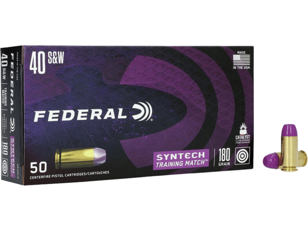 Federal Syntech Training Match Ammunition 40 S&W 180 Grain Total Synthetic Jacket Box of 50