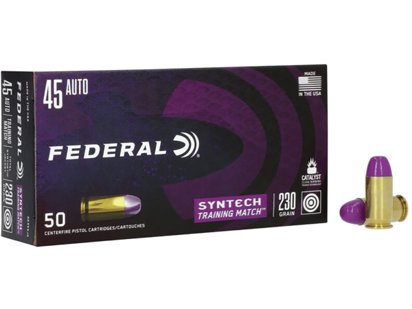 Federal Syntech Training Match Ammunition 45 ACP 230 Grain Total Synthetic Jacket Box of 50