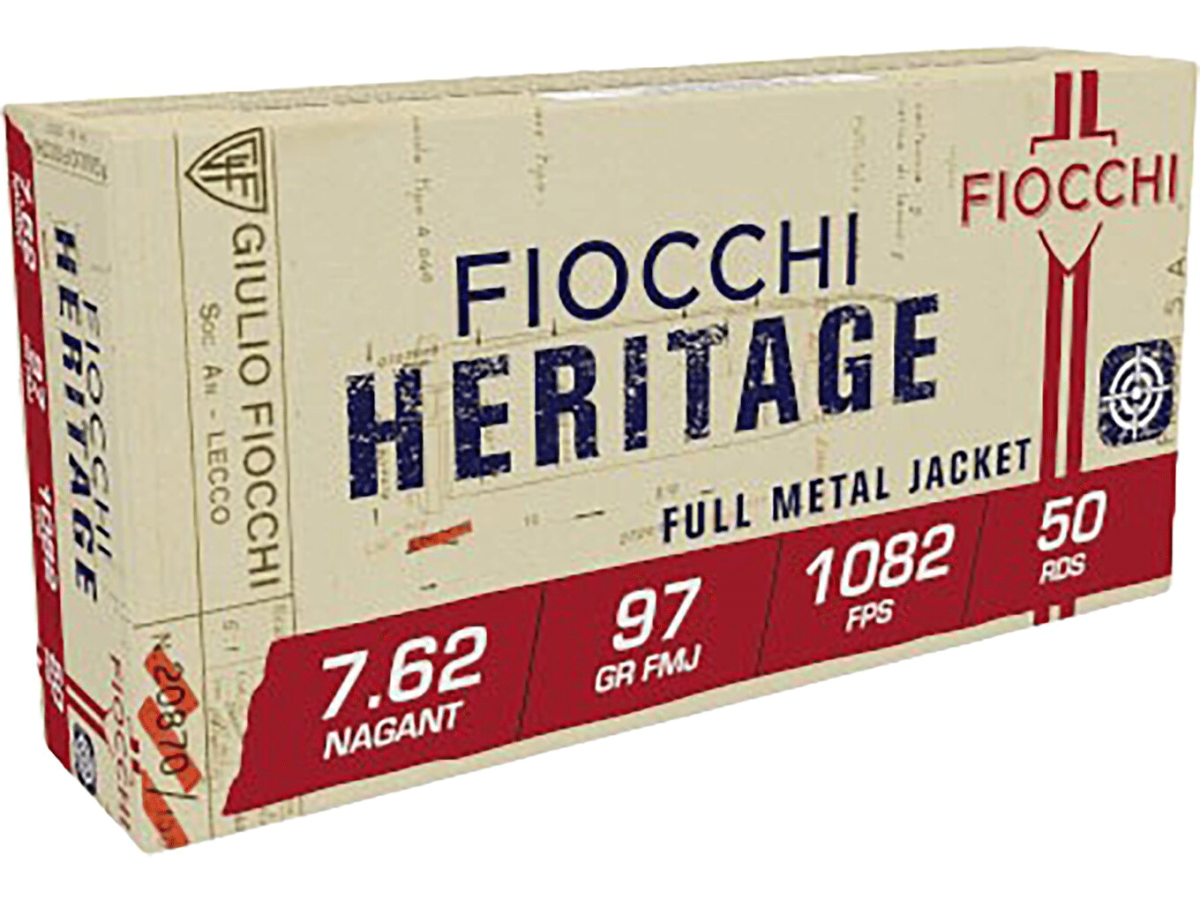 Fiocchi Ammunition 7.62mm Russian Nagant (7.62x38mmR) 98 Grain Full Metal Jacket Box of 50