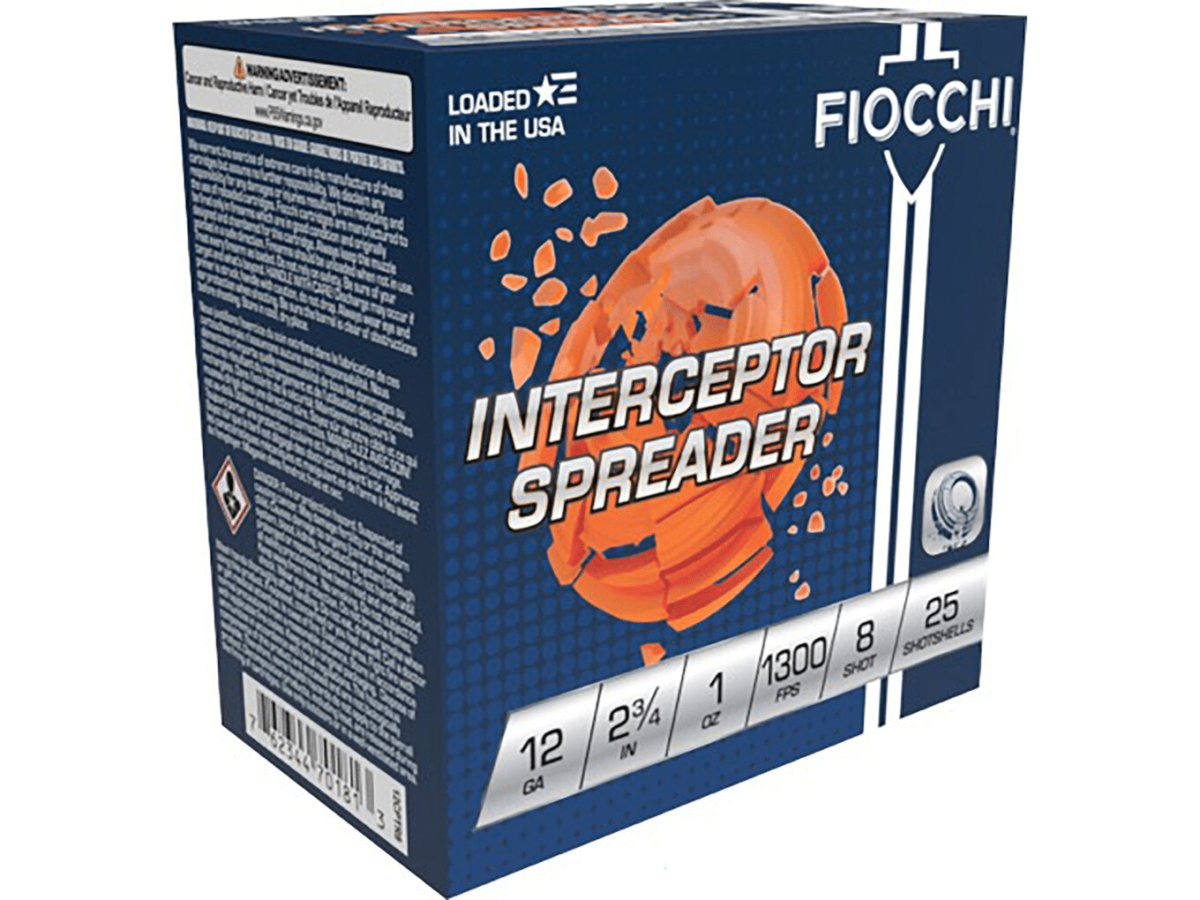 Fiocchi Exacta Interceptor Spreader Ammunition 12 Gauge 2-3/4" 1 oz #8 Shot