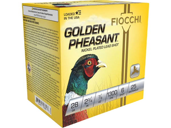 Fiocchi Golden Pheasant Ammunition 28 Gauge 2-3/4" 7/8 oz #6 Nickel Plated Shot Box of 25