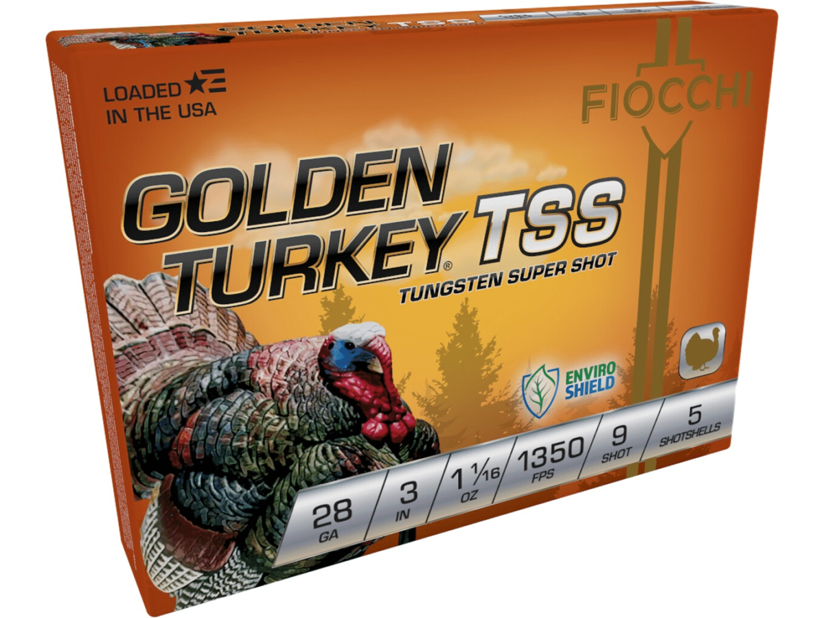 Fiocchi Golden Turkey TSS Ammunition 28 Gauge 3" 1-1/16 oz #9 Non-Toxic Tungsten Super Shot Box of 5