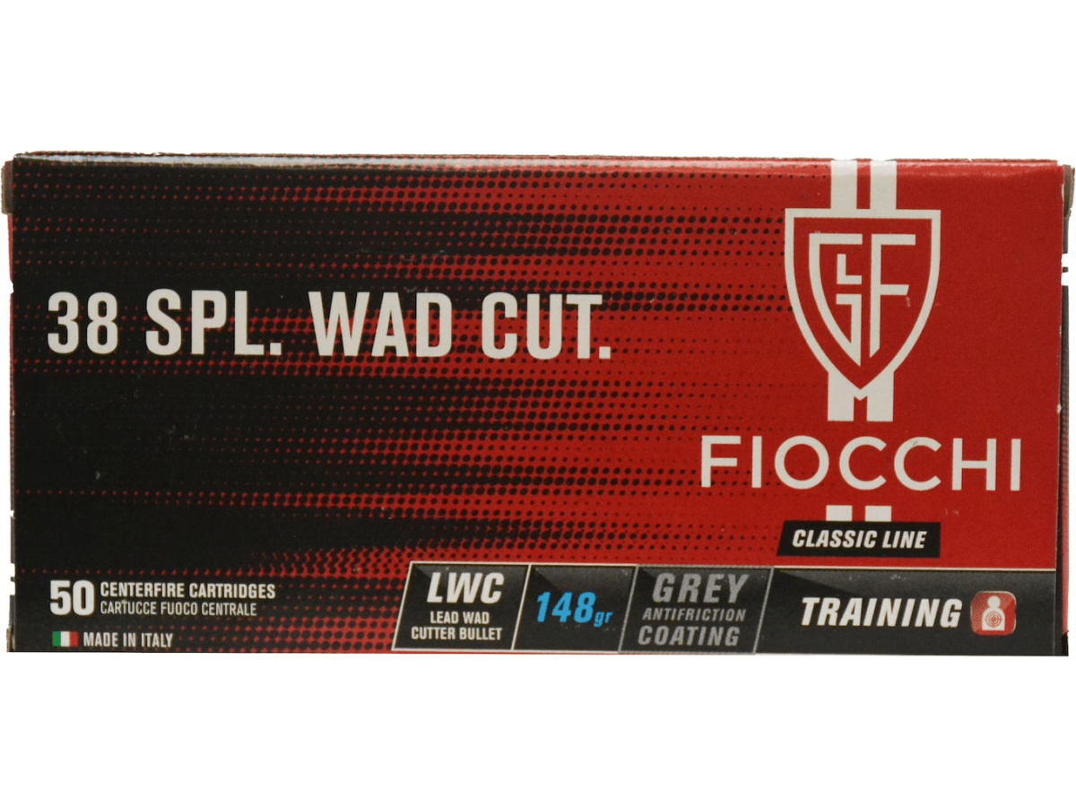 Fiocchi Range Dynamics Ammunition 38 Special 148 Grain Hollow Base Lead Wadcutter Box of 50