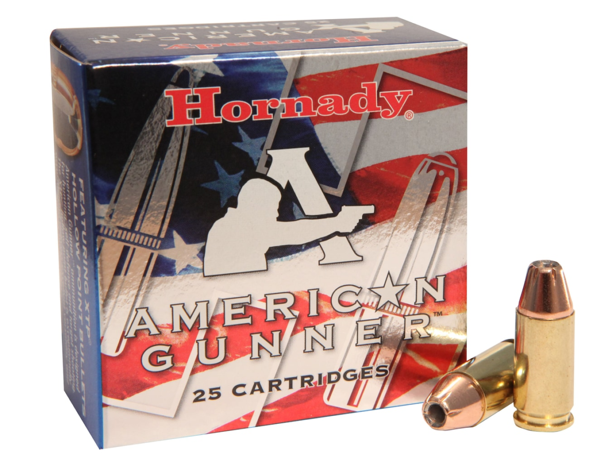 Hornady American Gunner Ammunition 9mm Luger +P 124 Grain XTP Jacketed Hollow Point Box of 25