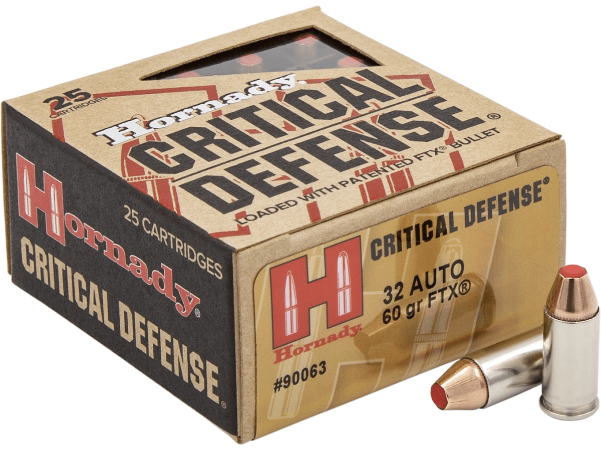 Hornady Critical Defense Ammunition 32 ACP 60 Grain FTX Box of 25