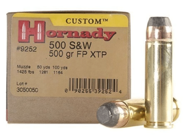 Hornady Custom Ammunition 500 S&W Magnum 500 Grain XTP Jacketed Flat Nose Box of 20