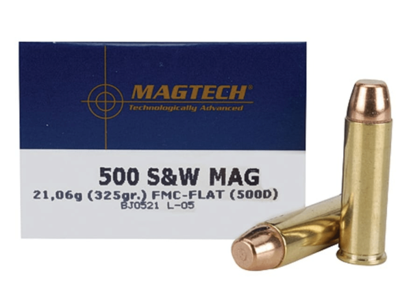 Magtech Ammunition 500 S&W Magnum 325 Grain Full Metal Jacket Flat Point Box of 20