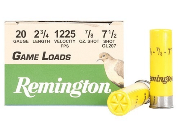 Remington Game Load Ammunition 20 Gauge 2-3/4" 7/8 oz #7-1/2 Shot