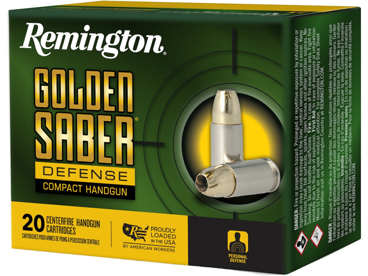 Remington Golden Saber Defense Compact Ammunition 38 Special +P 125 Grain Brass Jacketed Hollow Point Box of 20