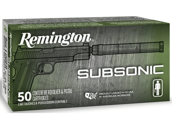 Remington Subsonic Ammunition 9mm Luger 147 Grain Flat Nose Enclosed Base