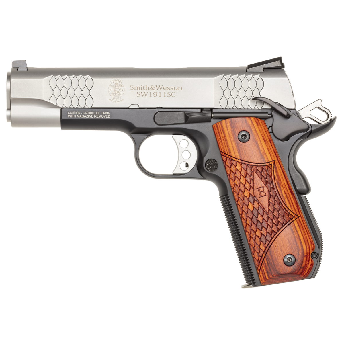 Buy Smith & Wesson SW1911SC E-Series Round Butt Scandium Frame Silver/Black Pistol Online