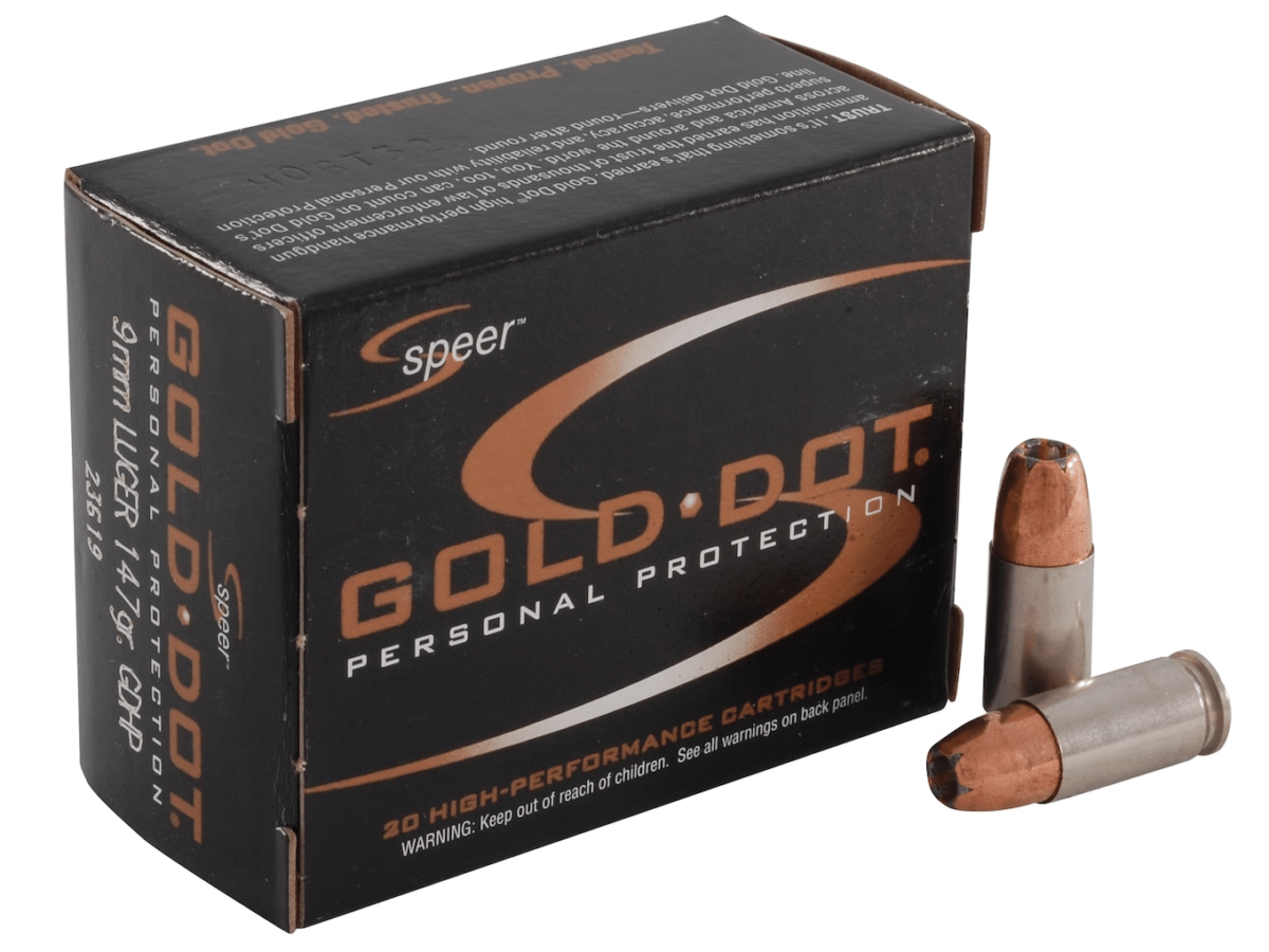 Speer Gold Dot Ammunition 9mm Luger 147 Grain Jacketed Hollow Point