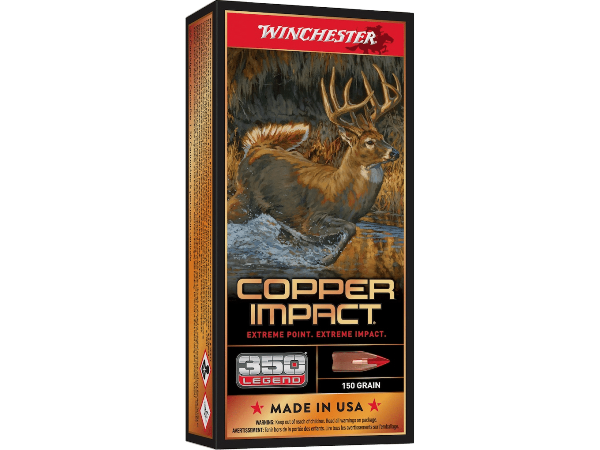 Winchester Copper Impact Ammunition 350 Legend 150 Grain Copper Extreme Point Polymer Tip Lead Free Box of 20