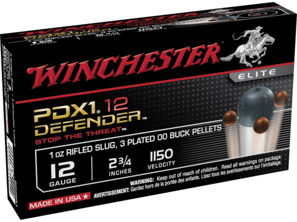 Winchester Defender Ammunition 12 Gauge 2-3/4" 1/2 oz 00 Buckshot over 1 oz Slug Rifled Slug