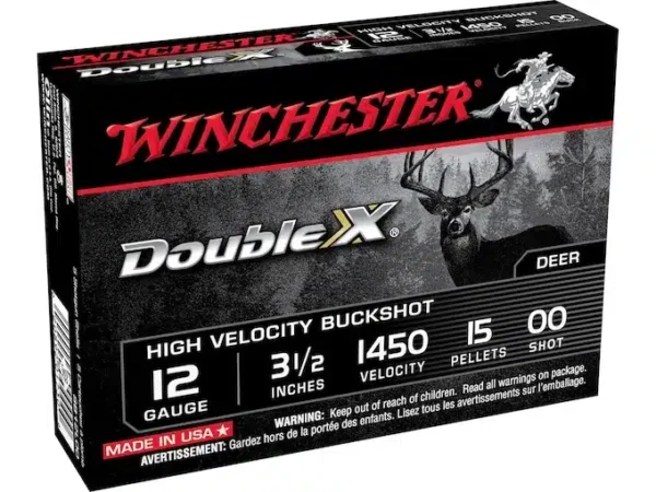 Winchester Double X Ammunition 12 Gauge 3-1/2" Buffered 00 Copper Plated Buckshot 15 Pellets