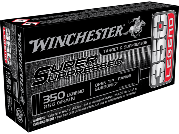 Winchester Super Suppressed Ammunition 350 Legend Subsonic 255 Grain Open Tip