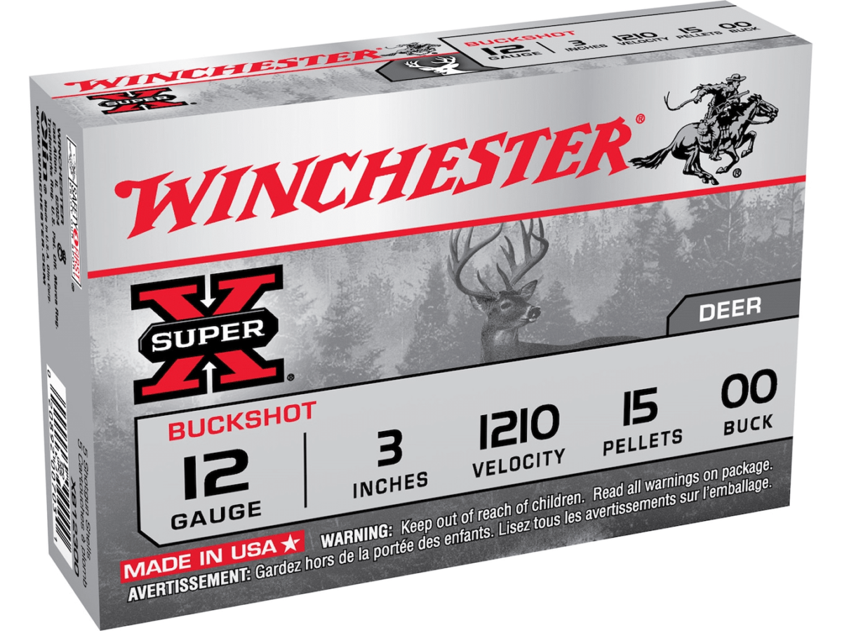 Winchester Super-X Ammunition 12 Gauge 3" Buffered 00 Buckshot 15 Pellets