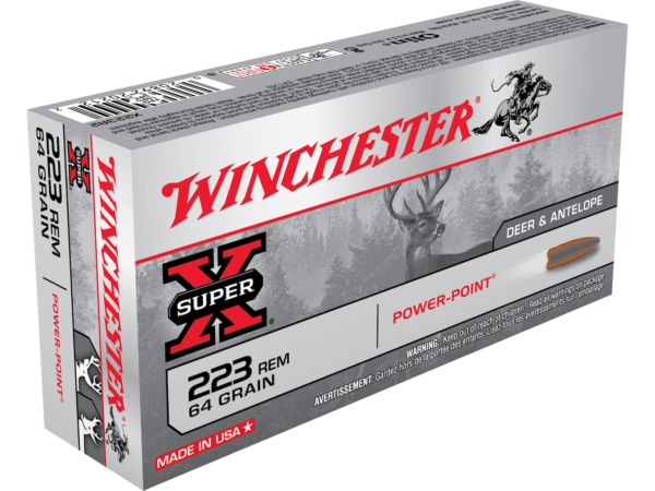 Winchester Super-X Ammunition 223 Remington 64 Grain Power Point