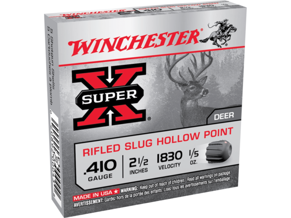 Winchester Super-X Ammunition 410 Bore 2-1/2" 1/5 oz Rifled Slug Box of 5