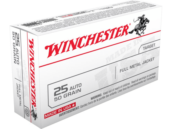 Winchester USA Ammunition 25 ACP 50 Grain Full Metal Jacket