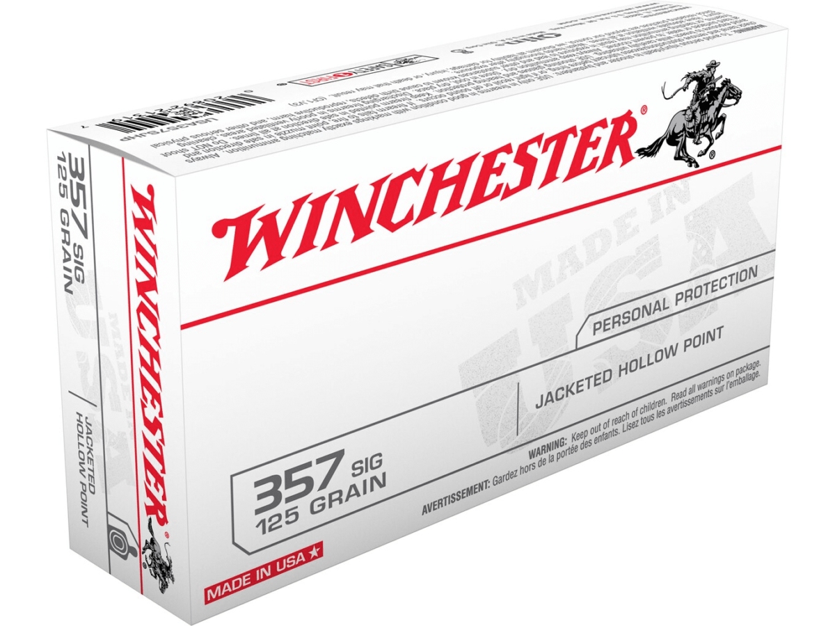 Winchester USA Ammunition 357 Sig 125 Grain Jacketed Hollow Point Box of 50