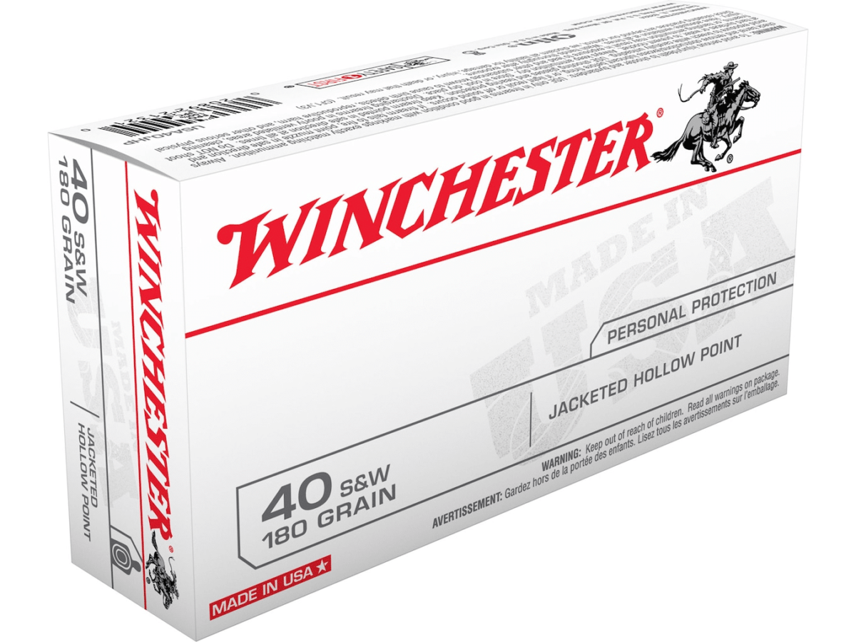 Winchester USA Ammunition 40 S&W 180 Grain Jacketed Hollow Point Box of 50