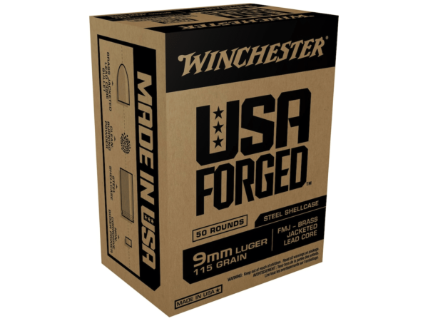 Winchester USA Forged Ammunition 9mm Luger 115 Grain Full Metal Jacket Steel Case