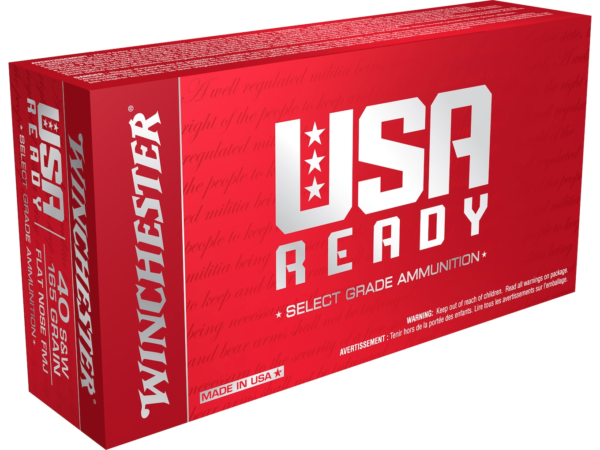 Winchester USA Ready Ammunition 40 S&W 165 Grain Full Metal Jacket Flat Nose