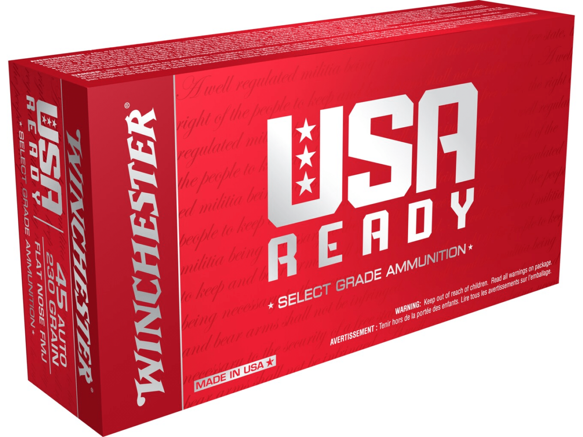 Winchester USA Ready Ammunition 45 ACP 230 Grain Full Metal Jacket Flat Nose