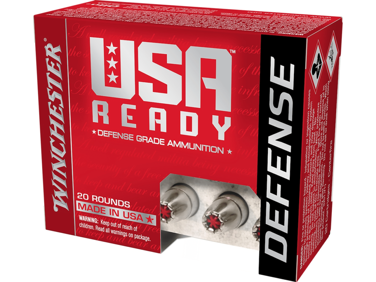 Winchester USA Ready Defense Ammunition 9mm Luger +P 124 Grain Hex-Vent Jacketed Hollow Point